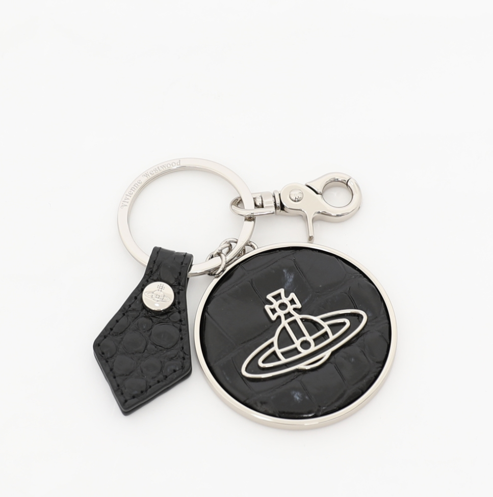 【VIVIENNE WESTWOOD】 24SS CROCODILE ORB KEYRING VIVIENNE WESTWOOD ORB Logo Crocodile Pattern Keychain Black