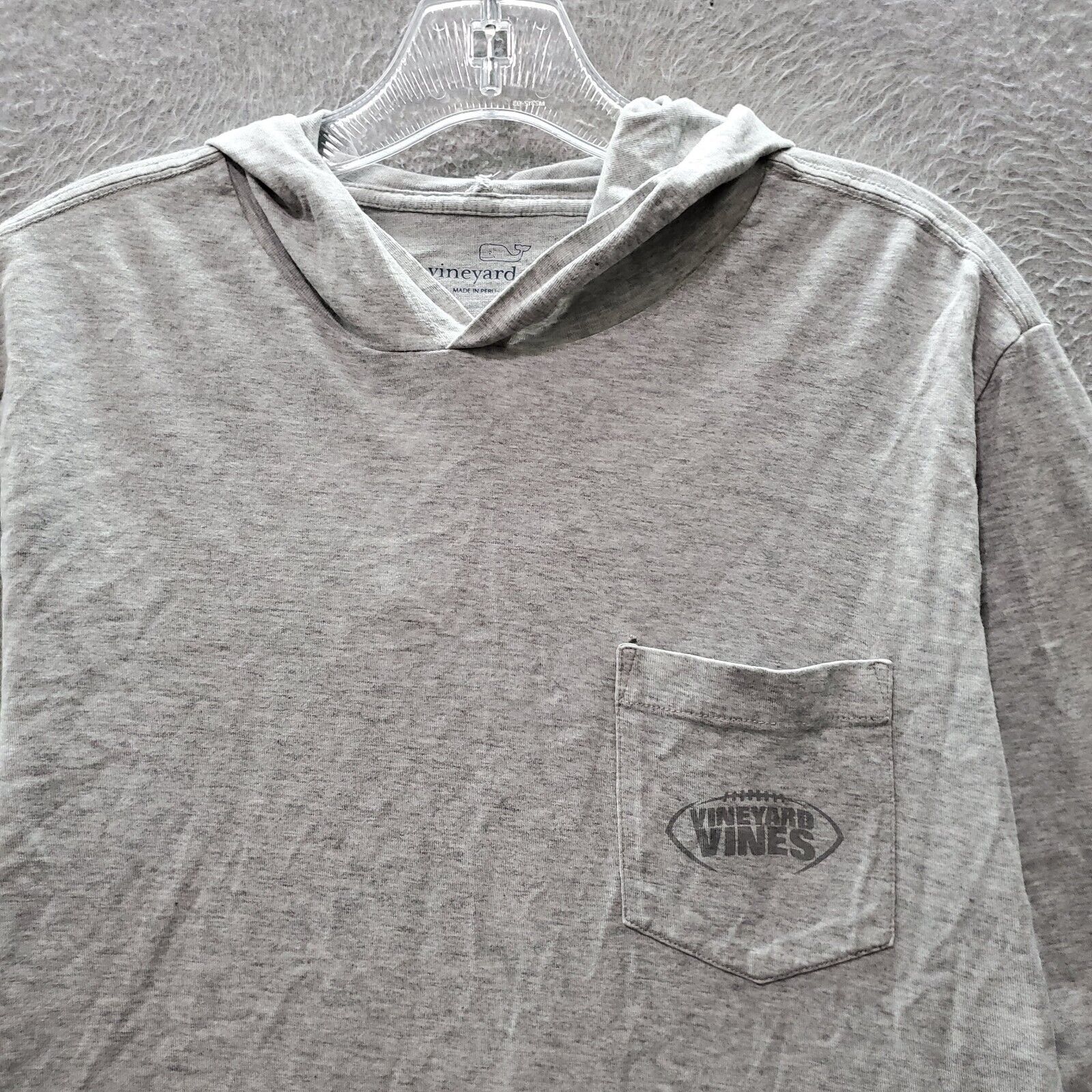 Vineyard Vines Men T-Shirt XS Gray Hooded Logo Pockets Long Sleeve READ ...
