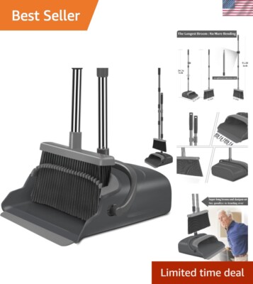 Durable Indoor & Outdoor Broom Set with Extendable Pole and Reusable Dustpan