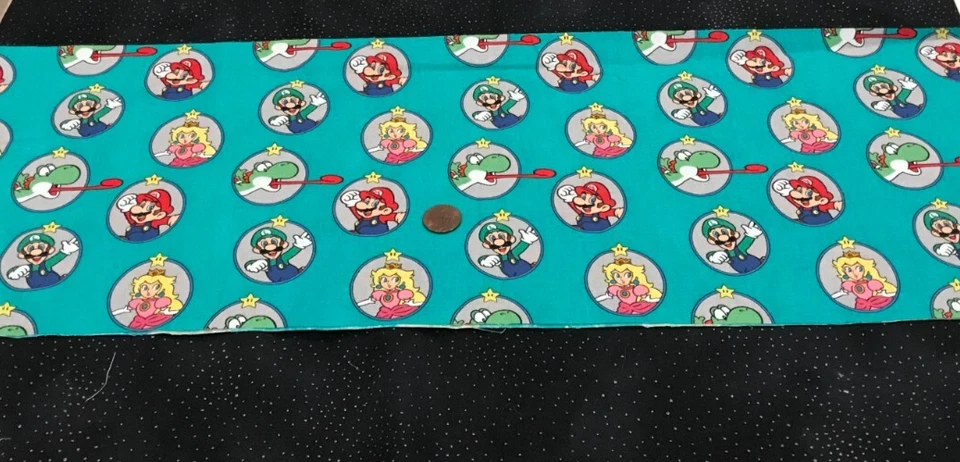 Super Mario & Friends*Badges*on Jade/Teal* Springs Creative*100% Cotton*8" X 22" - Image 3 of 4
