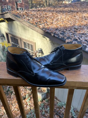 GANT Men's Black Leather Lace Up Ankle Boots Size 10 US 43 EUR Handmade