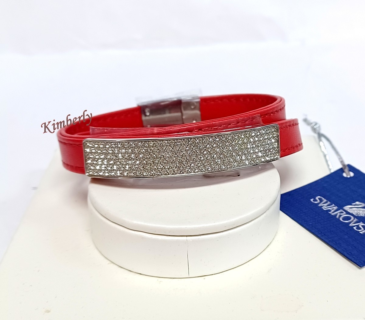 Swarovski Vio RED Leather Bracelet Double Wrap Crystal  display picture 1