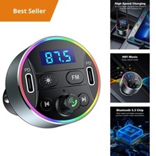 Bluetooth 5.3 Car FM Transmitter Adapter, Fast Dual 20W PD Charging, Hands-Free