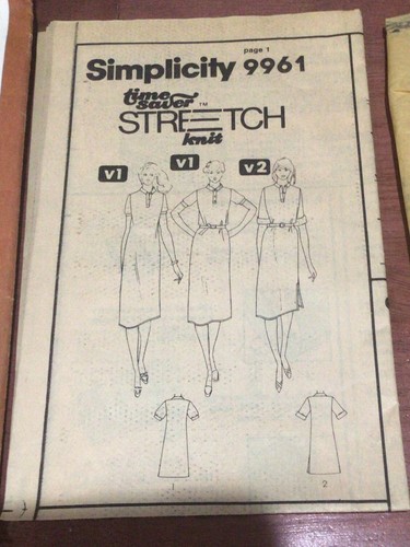 Simplicity Pattern 9961 Slim Fit Knit Dress Miss 10 12 14 Cut to 14 Vintage 80s - Picture 4 of 6