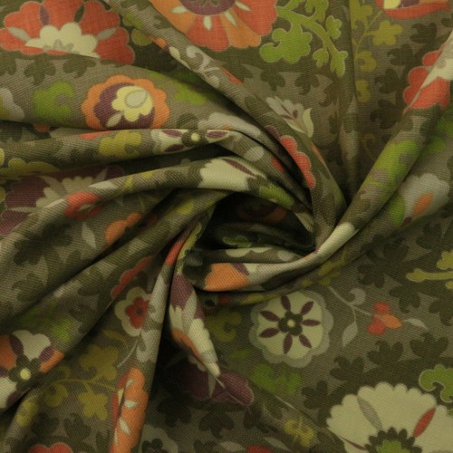 RICHLOOM SOMERSET KHAKI PAISLEY SUZANI COTTON BASKETWEAVE FABRIC BY YARD 54"W - Picture 4 of 6