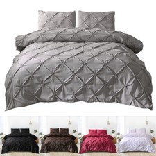 2Pcs Bedding Set Pinch Pleat Twin Size Duvet Cover Set Quilt Comforter Cover