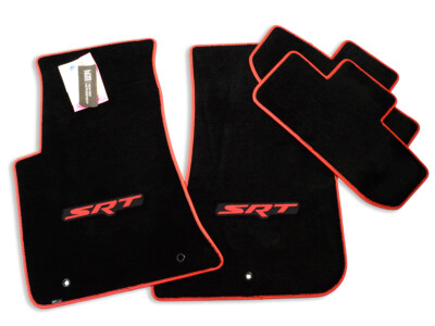 Dodge Challenger SRT Floor Mats Red Logos & Trim 4pc Nice Premium 32oz UpGrade