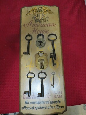 vintage locks and keys w/ board