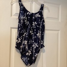 Zoggs Swimsuit Girls Sz L Blue One Piece