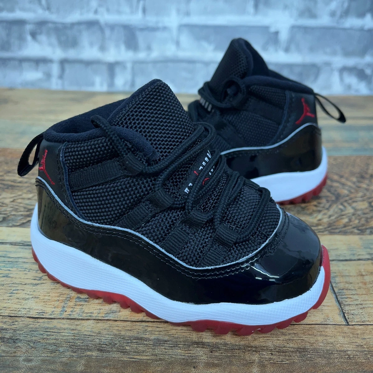 Nike Air Jordan 11 Retro XI TD Bred Black Red White 378040-061 Baby Size 5C New