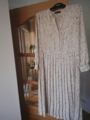 ladies Marks and Spencer dress- Beige And Brown Pleated Bottom