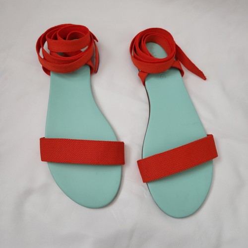 Rothy's Sandals The Wrap Round Toe Women's 11 Orange Knit Flat Travel Vacations