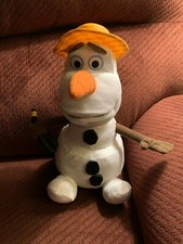 Talking Singing Animated Disney Frozen OLAF Snowman 13" Plush Just Play Hat Cane