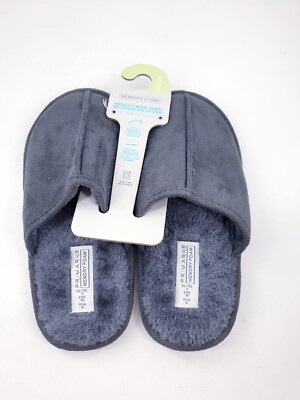 Primark size (36) grey faux suede fur lined slip on mule slippers  UK