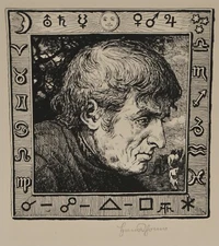 Hans Thoma / Hand Signed / Lithograph / Alemannic Farmer