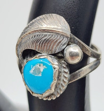 Vintage Native American Sterling Silver Turquoise Ring Size 5