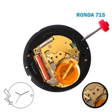 RONDA 715 SWISS MOVEMENT, Black DATE DISK AT 3, 3 HANDS, Height 3:70 mm.