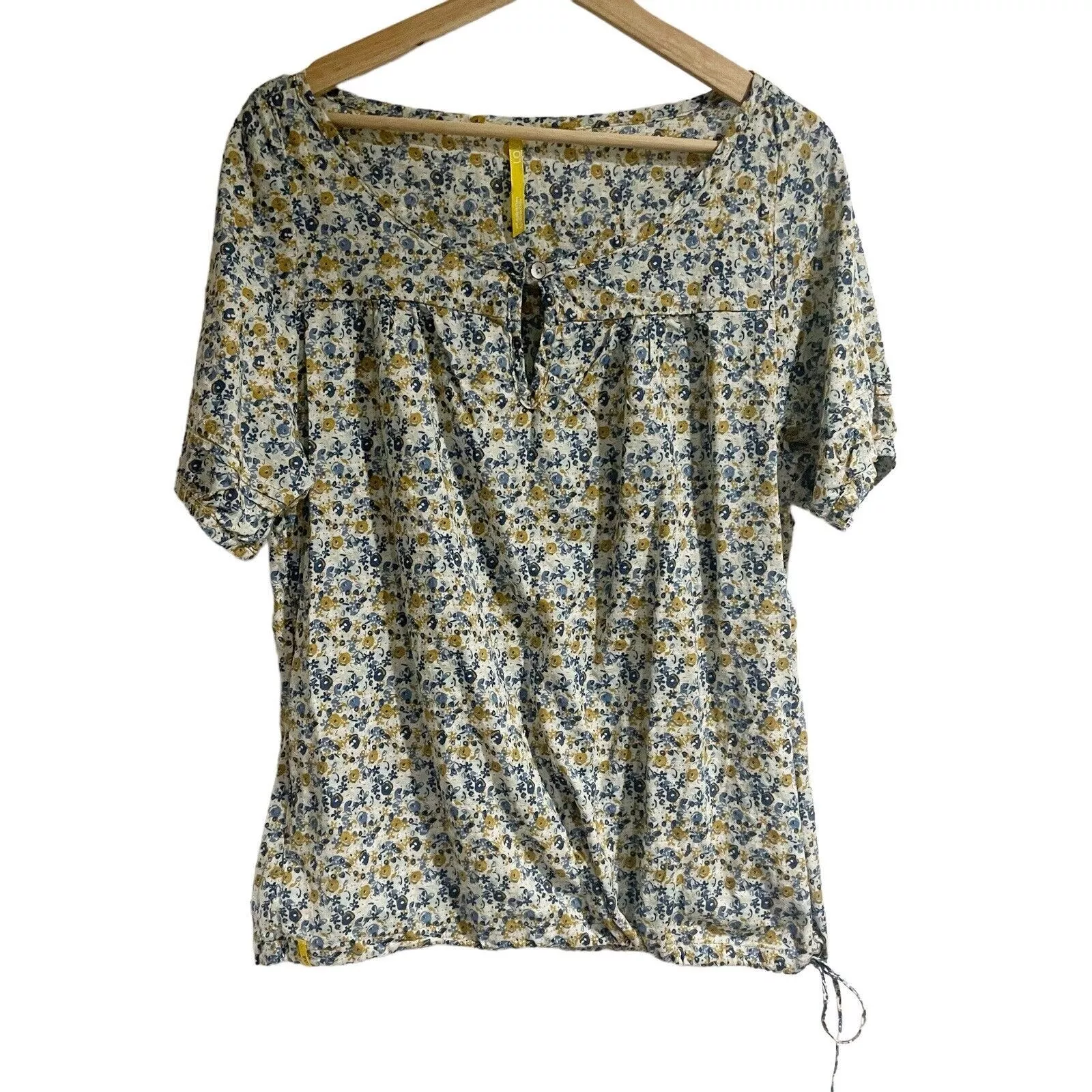 lole amanda floral short-sleeve pockets waist tie shirt