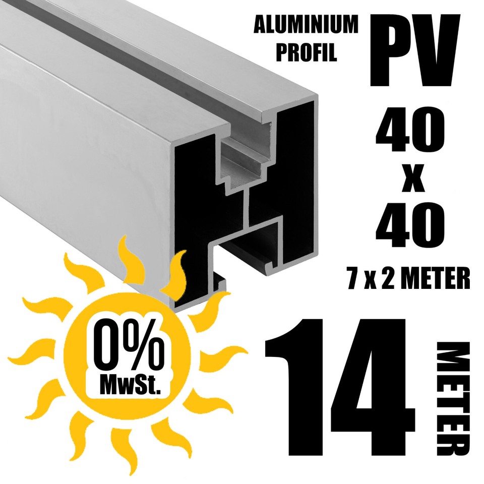 ALU Solarprofil schwarz 1000 mm 40x40 BV Nut 8 & Nut 10