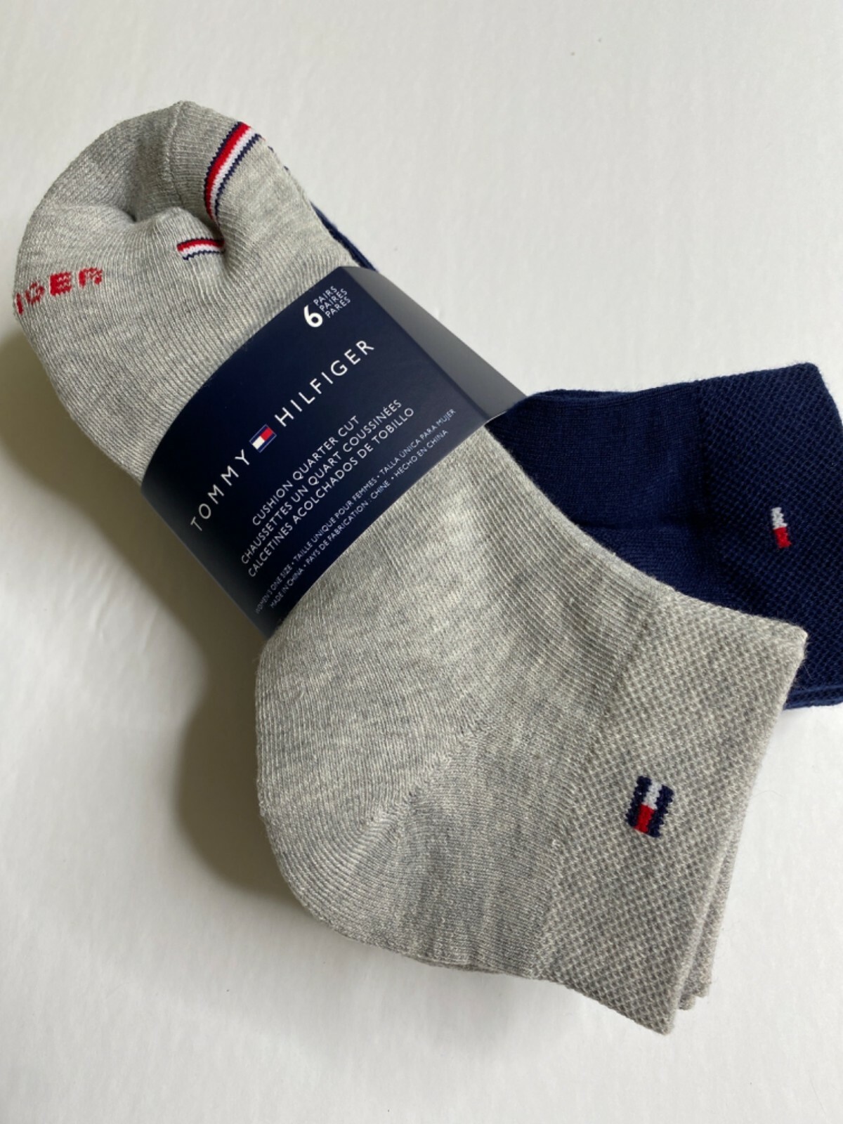 Tommy Hilfiger Women's Quarter Cut Socks 6 Pairs Navy Blue Gray Size 6