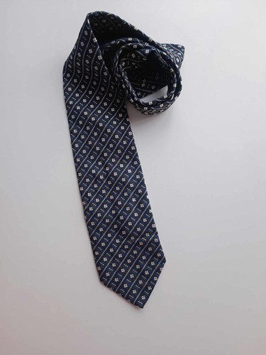 CRAVATTA GORDON CRANE BY ATLAS DESIGN PURE SILK VINTAGE BLU TIE SETA - Picture 4 of 6