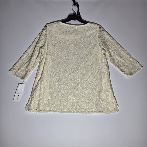 Caroline Rose Women’s Size M Lace Tunic Top Ivory Sheer Sleeve (49) - Picture 2 of 9