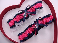 NEW Gorgeous Hot Pink Navy Blue White Wedding Garter Prom Homecoming Dance