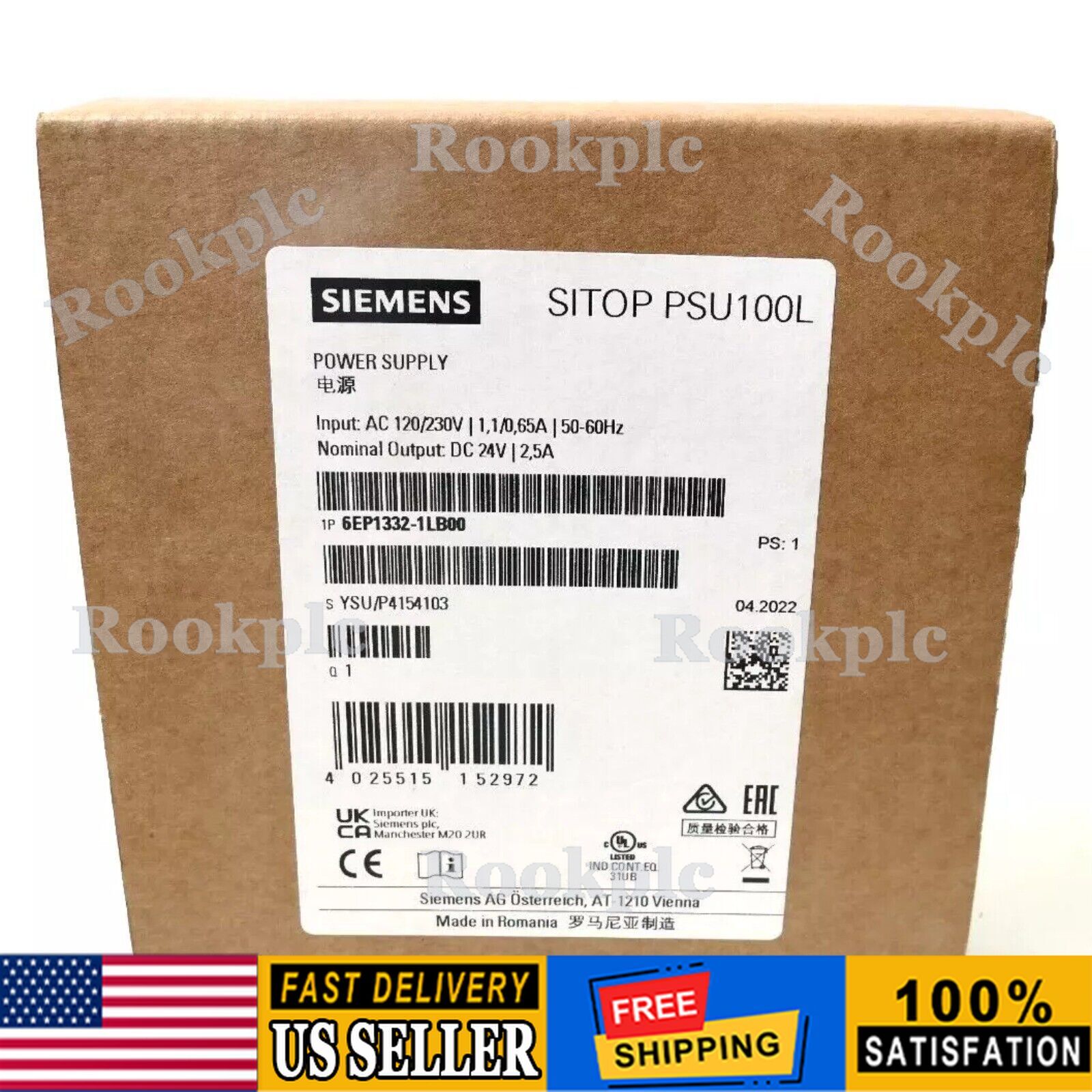 New Siemens 6EP1332-1LB00 SITOP PSU100L Stabilized Power Supply 6EP1 332-1LB00