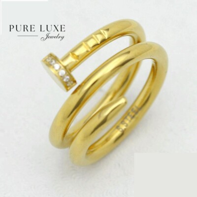 Women's Stainless Steel Cubic Zirconia.Eternity,Rings 6,7,8,9*Gold plated Box