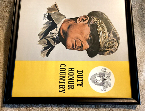 VTG Framed General Macarthur Military Duty Honor Country Print 14-7/8" x 14-1/4" - Picture 3 of 7