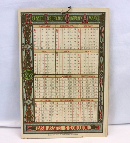 1876 Centenario HOME COMPAGNIA ASSICURATIVA Calendario 12 mesi PHILADELPHIA Kronheim - Foto 11 di 13