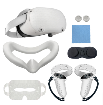 Siliconen beschermhoes set compatibel met Meta Quest 3, frontshell headset cover VR Face Cover Touch Controller Grip Covers Vervanging VR- accessoires (zwart Siliconen beschermhoes set compatibel met Meta Quest 3, frontshell headset cover VR Face Cover Touch Controller Grip Covers Vervanging VR- accessoires (zwart