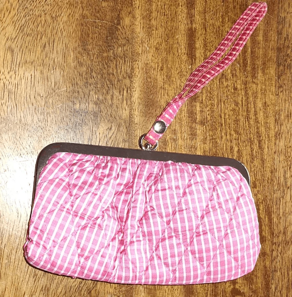 Vera Bradley Silk Collection Pink Checked Wristlet Retired Pattern - Image 4 of 4