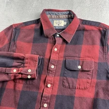 The Normal Brand Flannel Shirt Mens Extra Large Button Up Long Sleeve Red Plaid