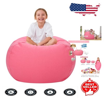 Durable 38'' Amorphous Pink Bean Bag Chair - Kid-Friendly Storage Solution