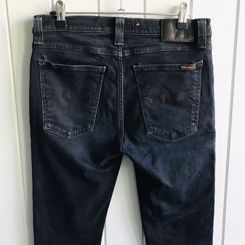 Nudie Jeans High Kai Womens W31 L32 Black Black Stretch Navy Dark Blue Skinny - Picture 8 of 16