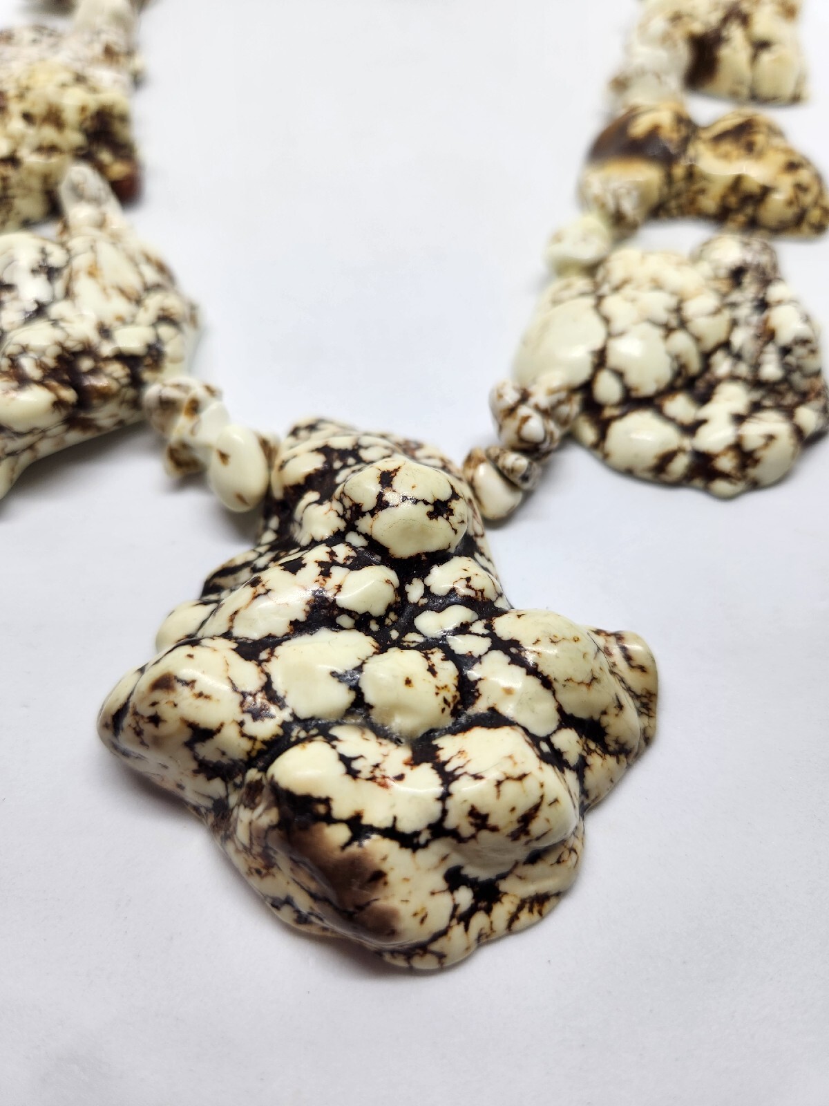 Cream White Turquoise Statement NecklaceCream Whi… - image 2