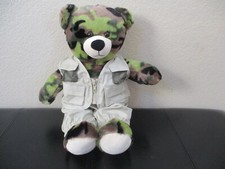 Build A Bear Workshop Camo Teddy Dressed In Fishing Waders  Vest 18"