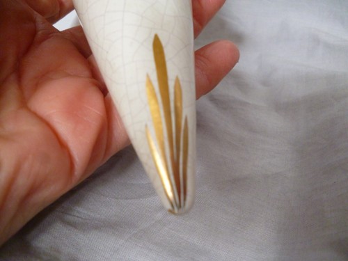 Ruscha Erbaso Midcentury Wandvase handgemalt Paradiesvogel Gold Craquele - Bild 10 von 14