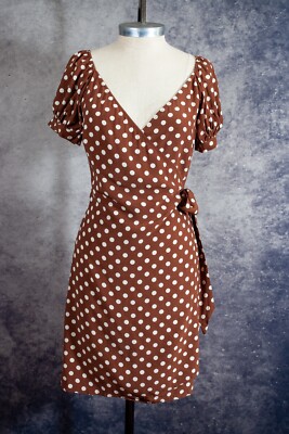 LPA | Revolve Women Sz Small Brown Polka Dot Wrap Backless Mini Dress | eBay