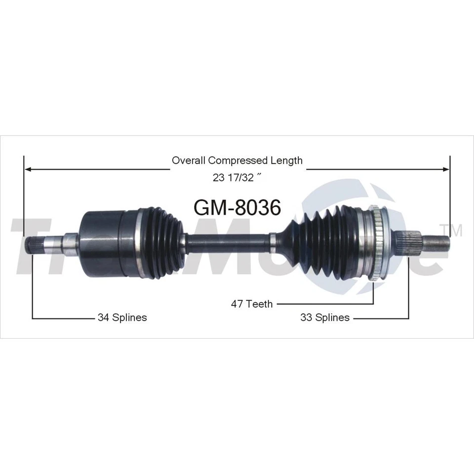 TrakMotive CV Axle Shaft 2x fits from 1991 to 1997 Oldsmobile Cutlass Supreme - Image 3 of 3