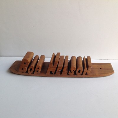 Vintage Bob Nelson Solid Wood Desk Name Plate Hand Carved Ebay