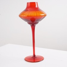 Glas Stielvase Rot Zierglas Deko 70er ca. 25 cm hoch Vintage