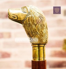 Designer Antique Brass Animal Head Handle Victorian Wooden Walking Cane Stick
