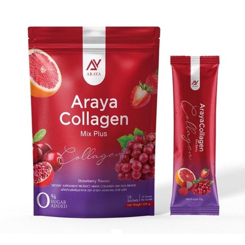 6x ARAYA Collagen Mix Plus Powder Strawberry Drink Supplement - Picture 8 of 8