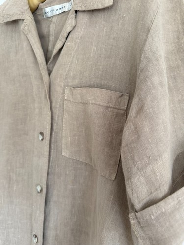 Cut Loose Women Medium Linen Natural Color Loose Fit A Line Short Sleeve SZ M - Picture 10 of 15