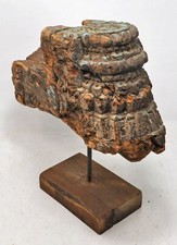 Antico IN Legno Colonna Supporto Su Originale Vecchio Sottile Intagliato a Mano