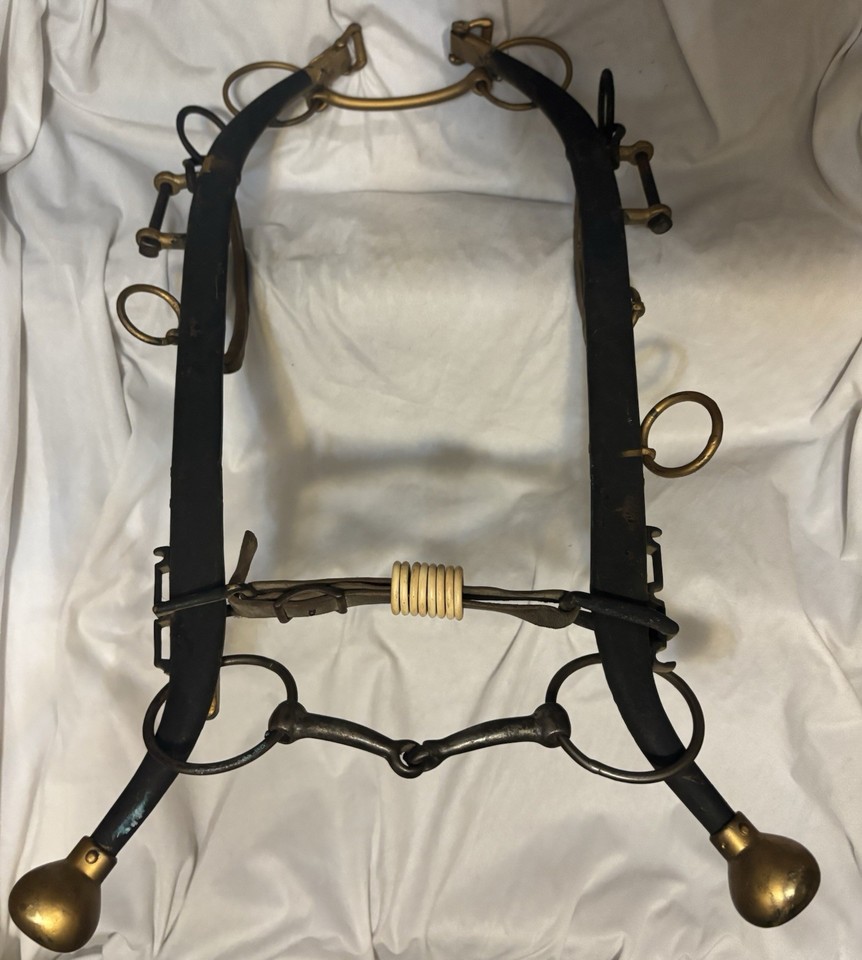 Vintage Brass Knob Horse Harness & Horseshoe Farm Art Wall Decor Hat