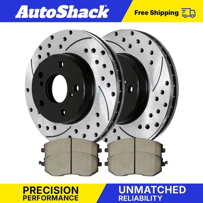 Front Drilled Brake Rotors Black & Pads for Subaru Forester Baja Legacy Outback