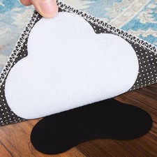 Large Size Grippers, Non Slip Washable Rug Tape Grip Carpet 4" Round , White